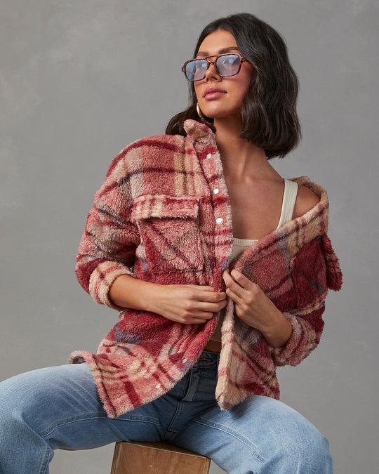 Red % Mendocino Plaid Soft Knit Jacket-2