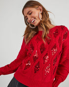 Red % Letty Sequin Pattern Pullover Sweater-4
