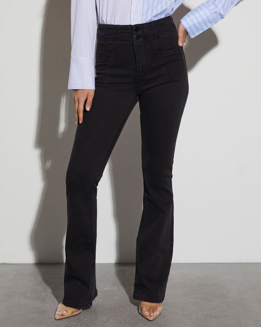 Black % Dorian Ultra High Rise Stretch Flare Jeans-1