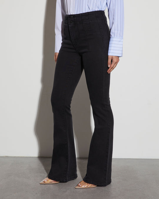 Black % Dorian Ultra High Rise Stretch Flare Jeans-3