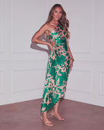 Modern Day Glam Printed One Shoulder Asymmetrical Maxi Dress