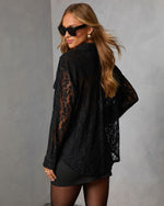 Black % Sweet Noel Lace Button Down Top-4