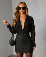 Black % Sweet Noel Lace Button Down Top-1