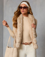 Light Taupe % Fireside Embrace Faux Fur Vest-6