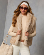 Light Taupe % Fireside Embrace Faux Fur Vest-1