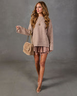 Golden Solace Satin Lace Trim Skort