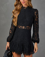 Alissa Lace Mock Neck Mini Dress