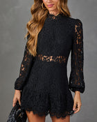 Alissa Lace Mock Neck Mini Dress
