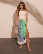 Nautical Darling Drawstring Paisley Print Maxi Skirt