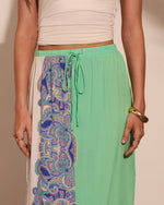 Nautical Darling Drawstring Paisley Print Maxi Skirt