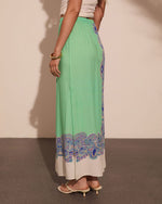 Nautical Darling Drawstring Paisley Print Maxi Skirt