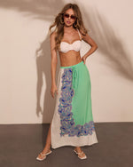 Nautical Darling Drawstring Paisley Print Maxi Skirt