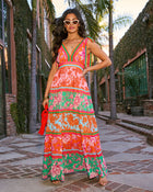 Wander On Floral Colorblock Maxi Dress