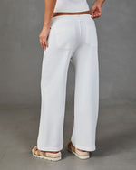 Lounge Society Fleece Ribbed Trim Wide Leg Sweatpants