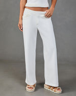 Lounge Society Fleece Ribbed Trim Wide Leg Sweatpants