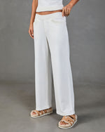 Lounge Society Fleece Ribbed Trim Wide Leg Sweatpants