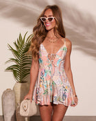Aperol Mirage Tropical Front Tie Romper