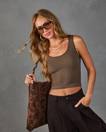 Early Start Seamless Ribbed Lace Trim Tank Top