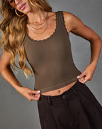 Early Start Seamless Ribbed Lace Trim Tank Top