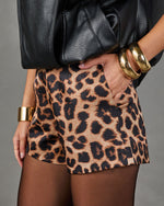 Stacie Satin Leopard Print Shorts
