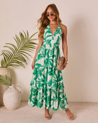 Palm Shade Tiered Maxi Dress
