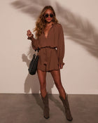 Light Brown % Drifter Waist Tie Romper-1