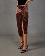 Like Wow Twisted Velvet Midi Skirt