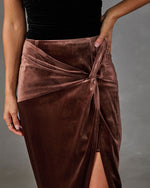 Like Wow Twisted Velvet Midi Skirt