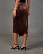 Like Wow Twisted Velvet Midi Skirt