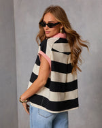 Everyday Ritual Striped Contrast Trim Top