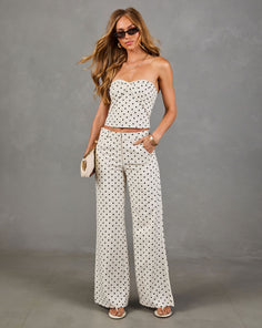 Leyah Linen Blend Polka Dot Top