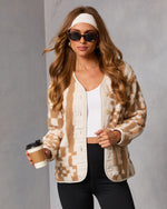 Taupe % Timeless Form Geometric Sherpa Jacket-1