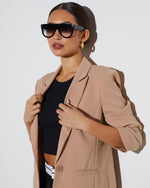 Black % Call The Shots Round Frame Sunglasses-2