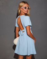 Light Blue % Maddy Puff Sleeve Baby Doll Mini Dress-6