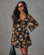Dusky Garden Mesh Floral Mini Dress