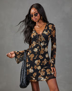 Dusky Garden Mesh Floral Mini Dress