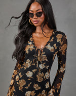 Dusky Garden Mesh Floral Mini Dress