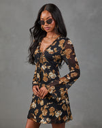 Dusky Garden Mesh Floral Mini Dress