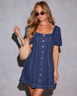 Clemence Fit And Flare Denim Mini Dress