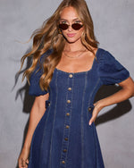 Clemence Fit And Flare Denim Mini Dress