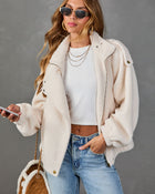 Janae Fleece Funnel Neck Moto Jacket