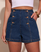 Indigo % Heritage Hues High Rise Sailor Denim Shorts-1
