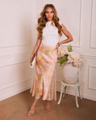 Soft Rise Satin Lace Skirt