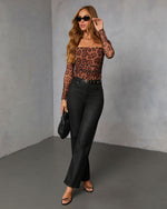Carmeline Mesh Leopard Print Top