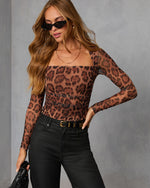 Carmeline Mesh Leopard Print Top