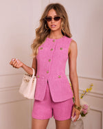 Pink % Chrissa Tweed Vest Top-6
