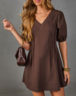 Jayde Pleated Cotton Twill Mini Dress