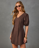 Jayde Pleated Cotton Twill Mini Dress