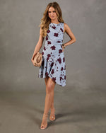 Sunset Roses Floral Asymmetric Mini Dress