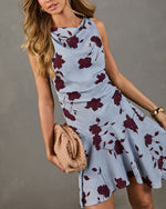 Sunset Roses Floral Asymmetric Mini Dress